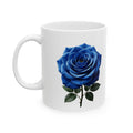 Blue Rose Ceramic Mug — Elegant Floral Coffee Tea Cup (11oz or 15oz)