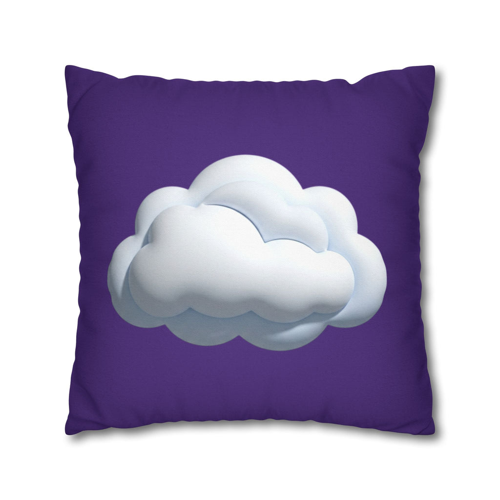 Cloud Graphic Pillowcase - Dark Purple Whimsical Decorative Throw Pillow Cover