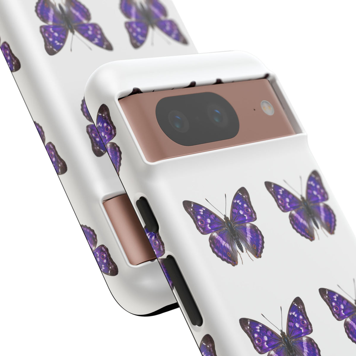 Purple Butterfly Tough Phone Case — Durable Protective iPhone Case with Repeating Butterfly Pattern