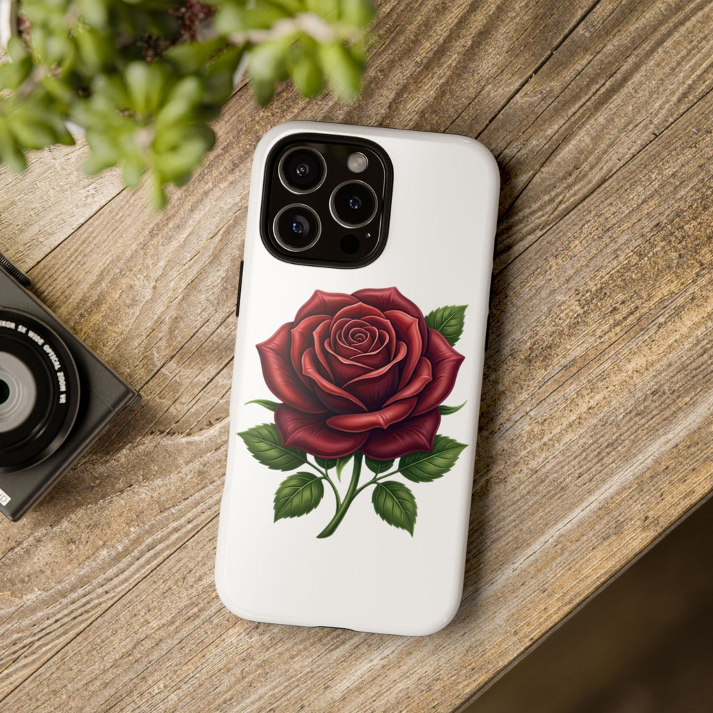 Rose Phone Case — Vintage Red Rose Floral Protective Cover