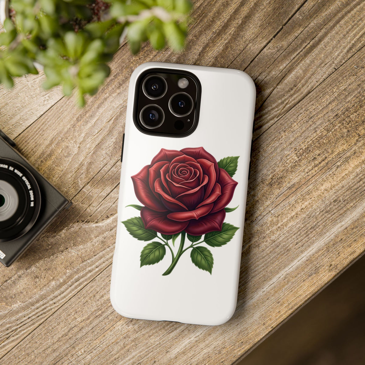 Rose Phone Case — Vintage Red Rose Floral Protective Cover