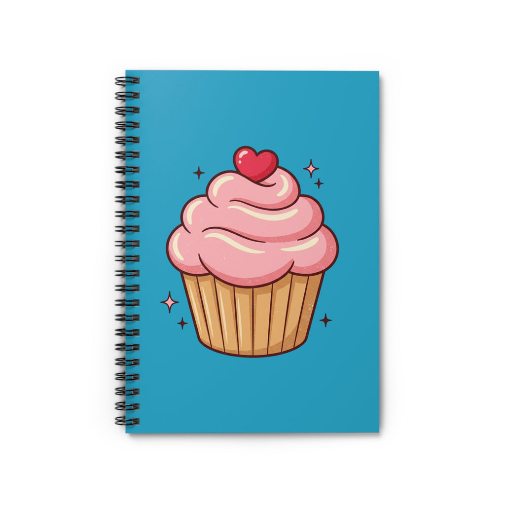 Pink Cupcake Spiral Notebook - Ruled Line- Turquoise