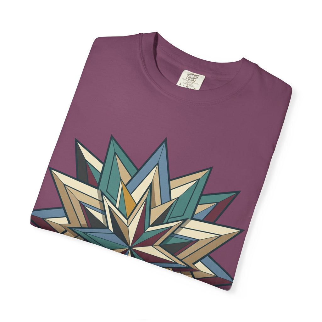 Geometric Starburst T-Shirt — Vintage Compass Rose Graphic Tee