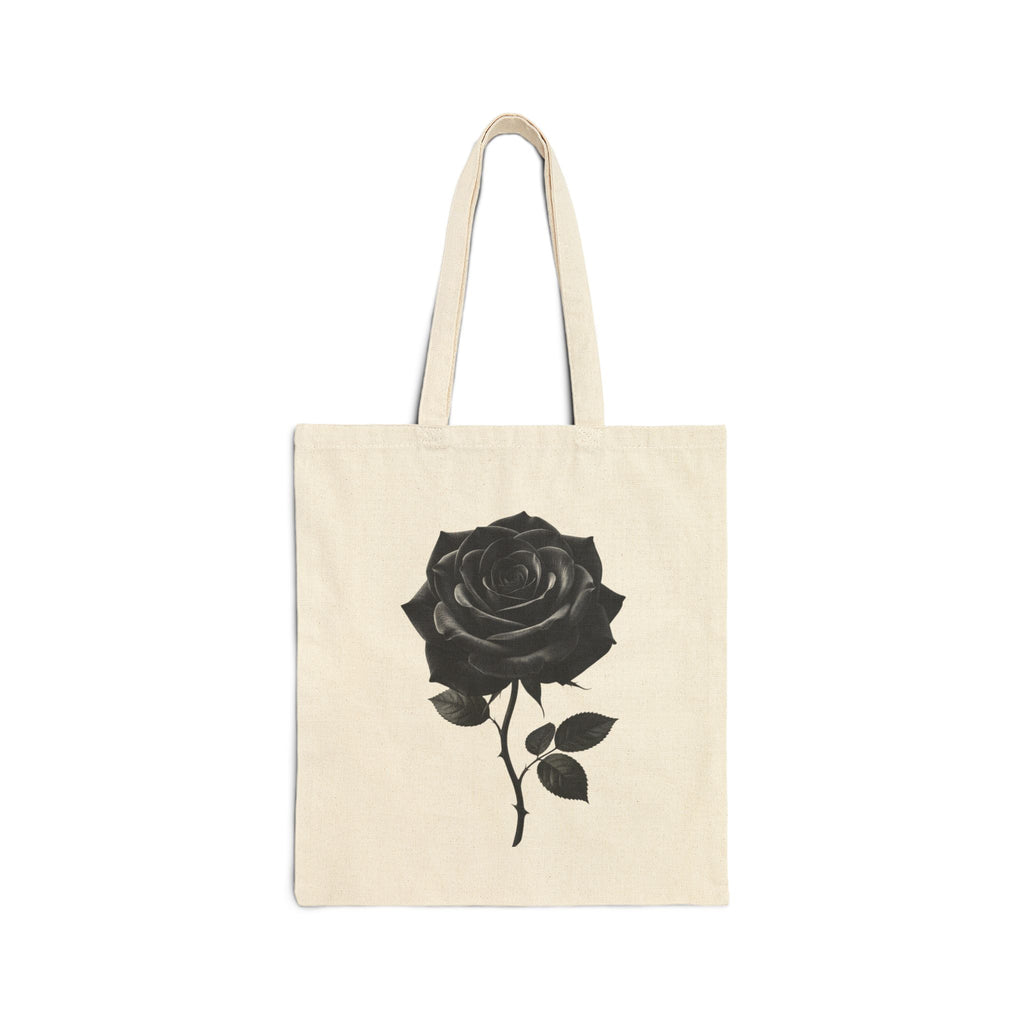 Black Rose Cotton Canvas Tote Bag