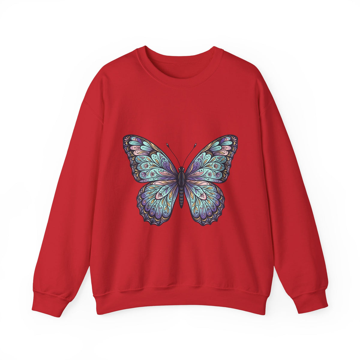 Butterfly Crewneck Sweatshirt – Teal Purple Watercolor Wing Design