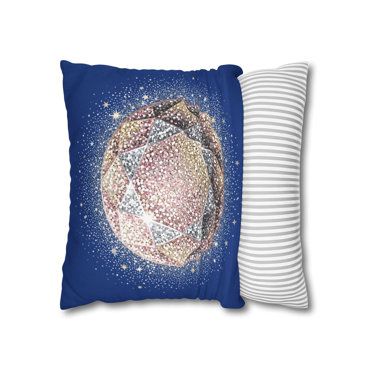 Glittery Navy Spun Polyester Square Pillowcase