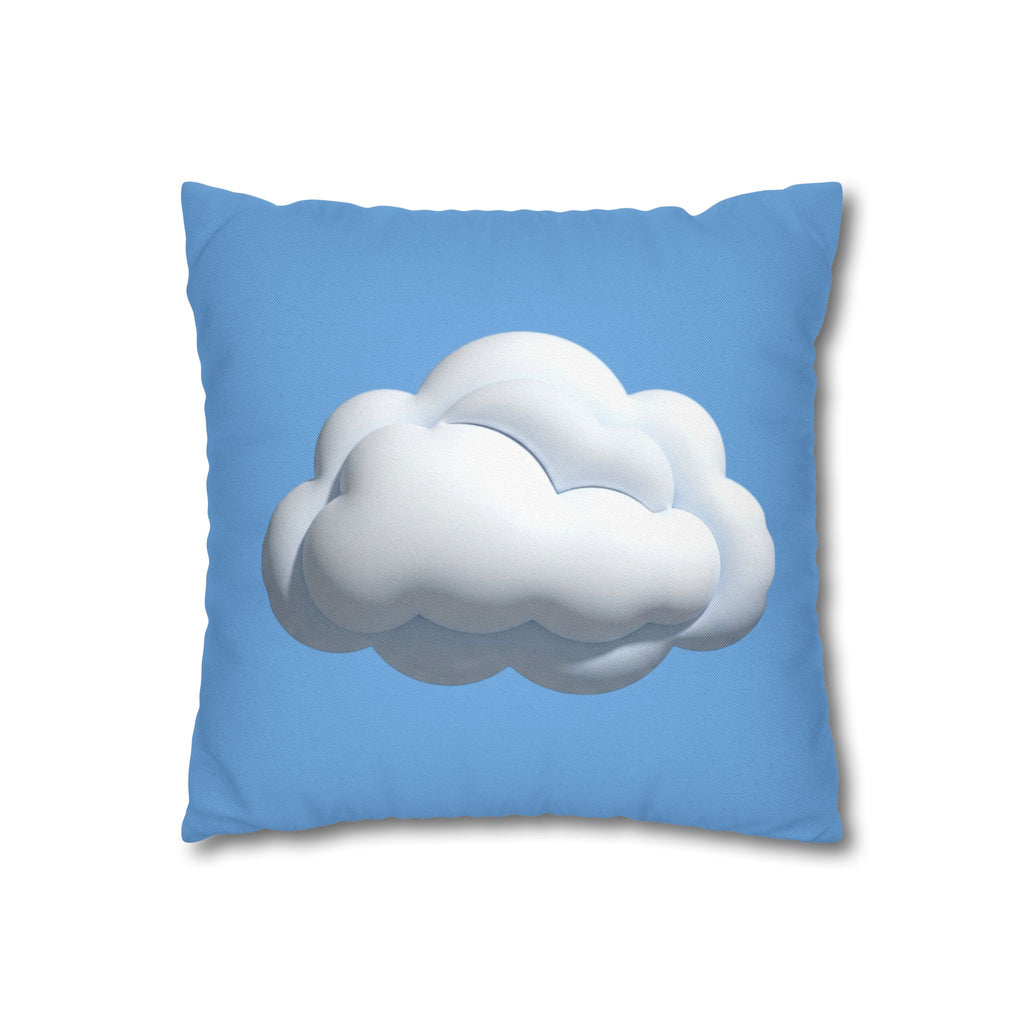 Cloud Print Square Pillowcase — Soft Light Blue Decorative Throw Pillow Cover