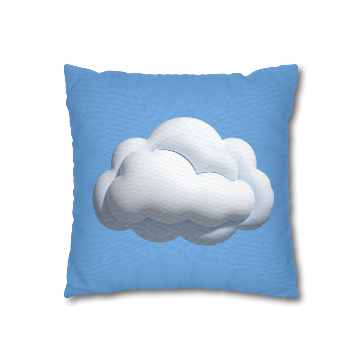 Cloud Print Square Pillowcase — Soft Light Blue Decorative Throw Pillow Cover