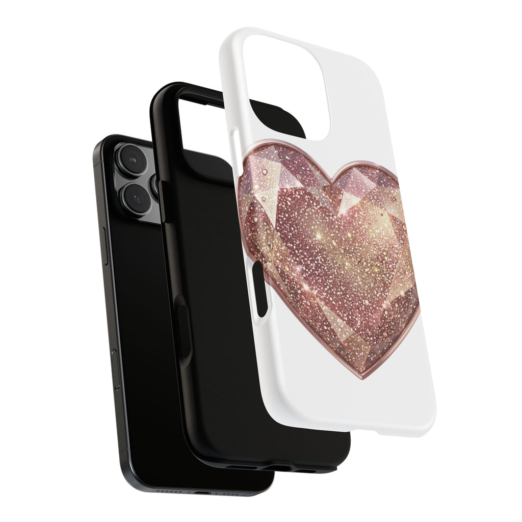 Rose Gold Glitter Crystal Heart Phone Case
