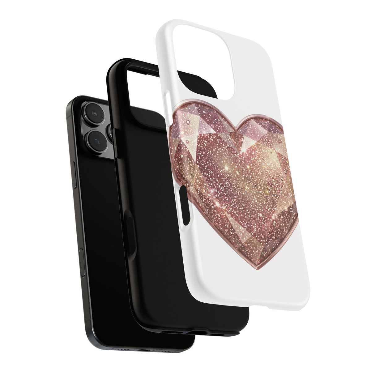 Rose Gold Glitter Crystal Heart Phone Case
