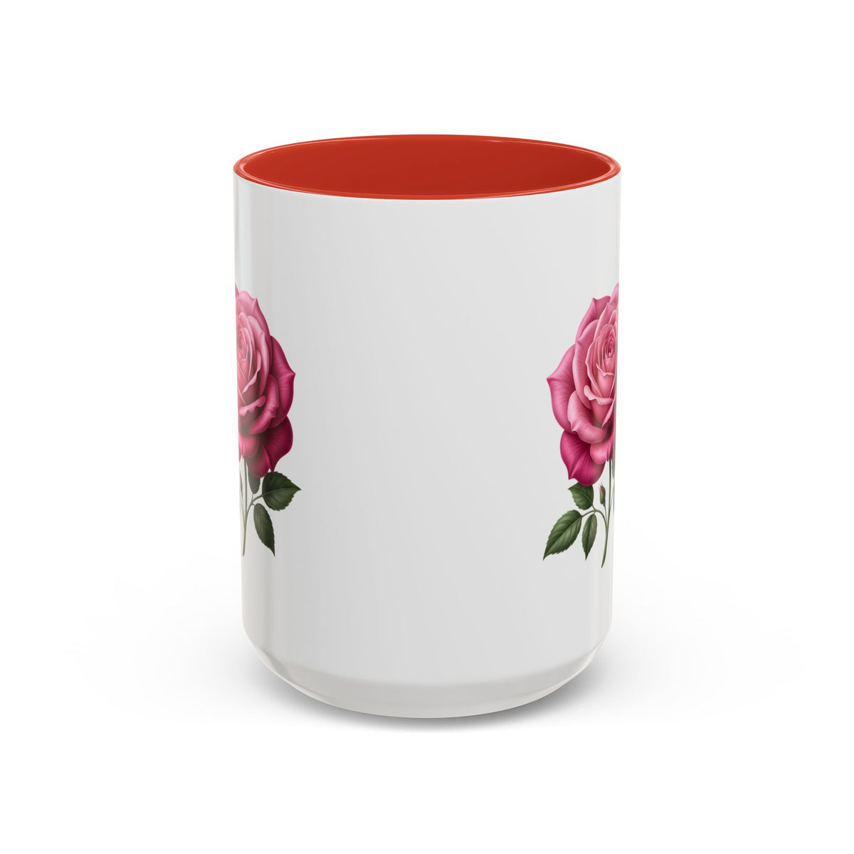 Pink Rose Accent Coffee Mug — Floral Tea & Coffee Cup (11/15 oz)