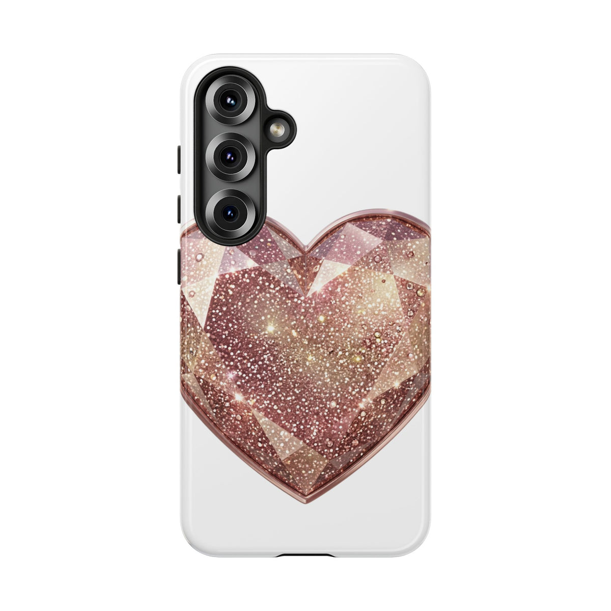 Rose Gold Glitter Crystal Heart Phone Case