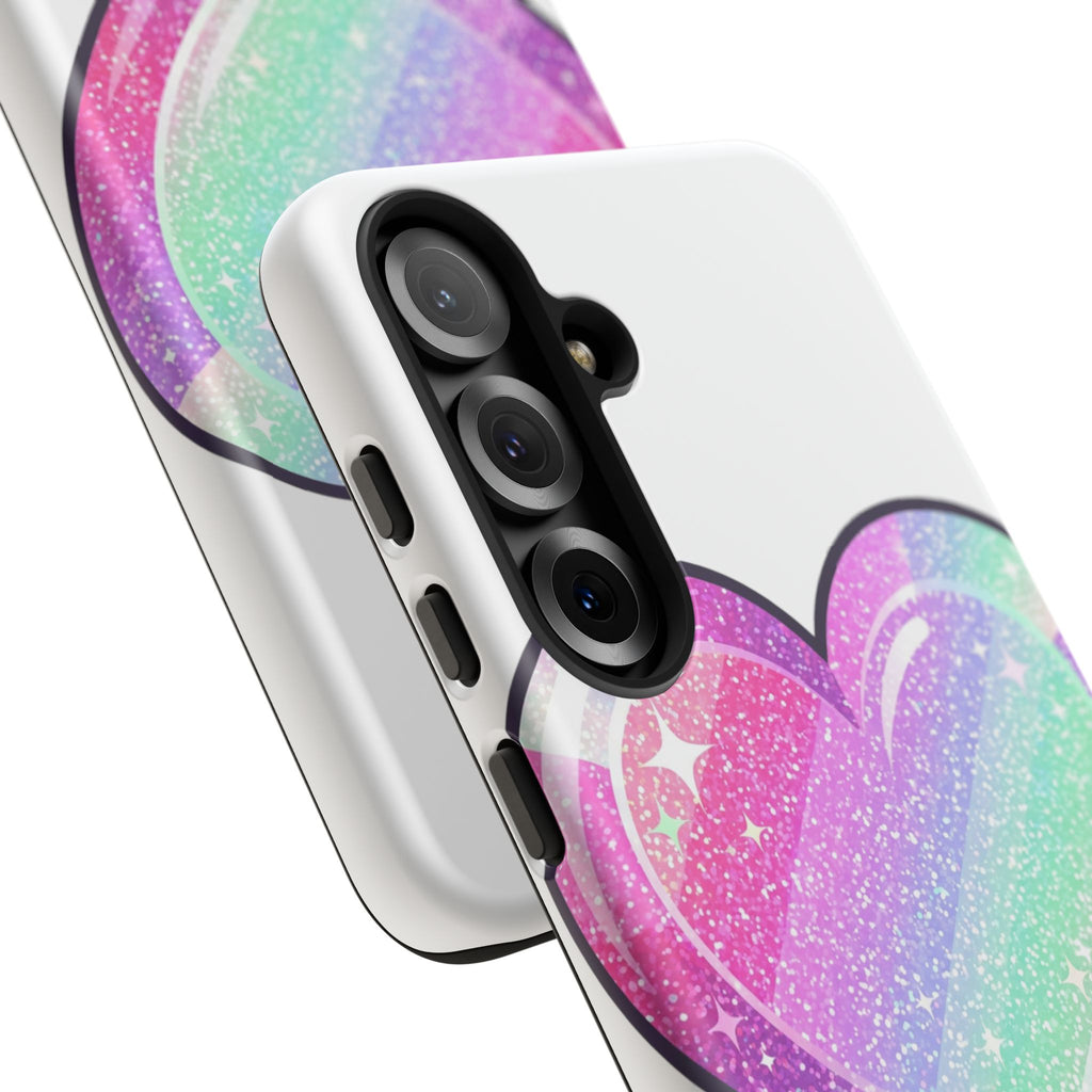 Pastel Glitter Heart Tough Phone Case — Cute Protective Phone Cover