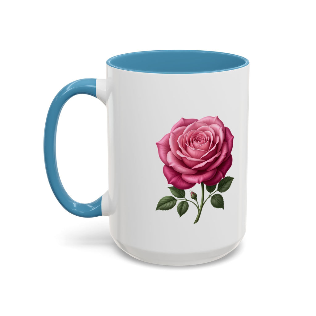 Pink Rose Accent Coffee Mug — Floral Tea & Coffee Cup (11/15 oz)