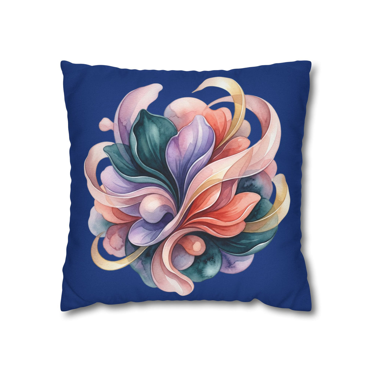 Floral Swirl Decorative Pillowcase — Vibrant Abstract Blossom on Navy
