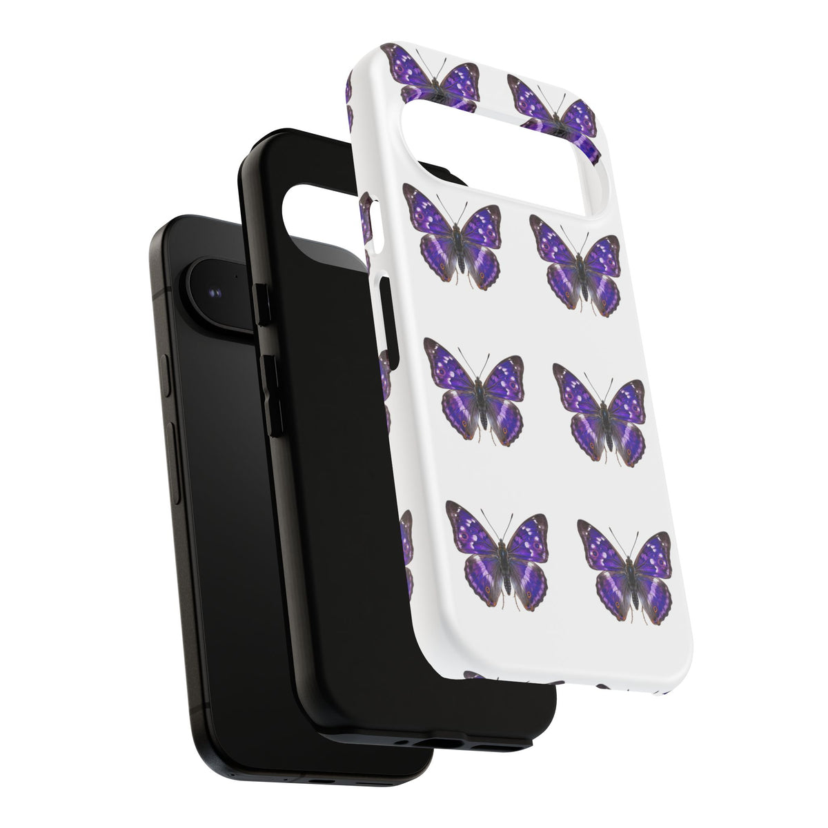 Purple Butterfly Tough Phone Case — Durable Protective iPhone Case with Repeating Butterfly Pattern