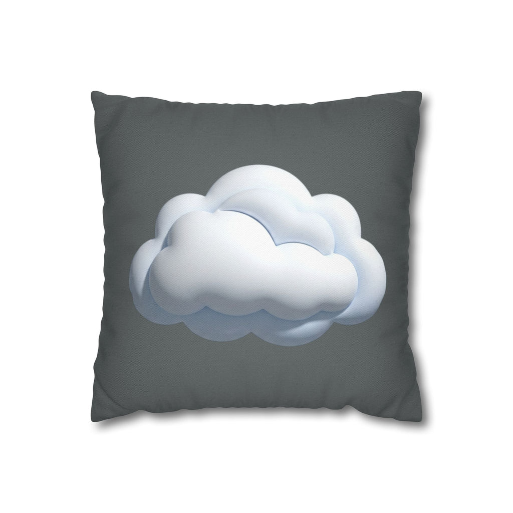 Cloud Graphic Dark Grey Pillowcase — Whimsical Grey Decorative Throw Pillow Cover