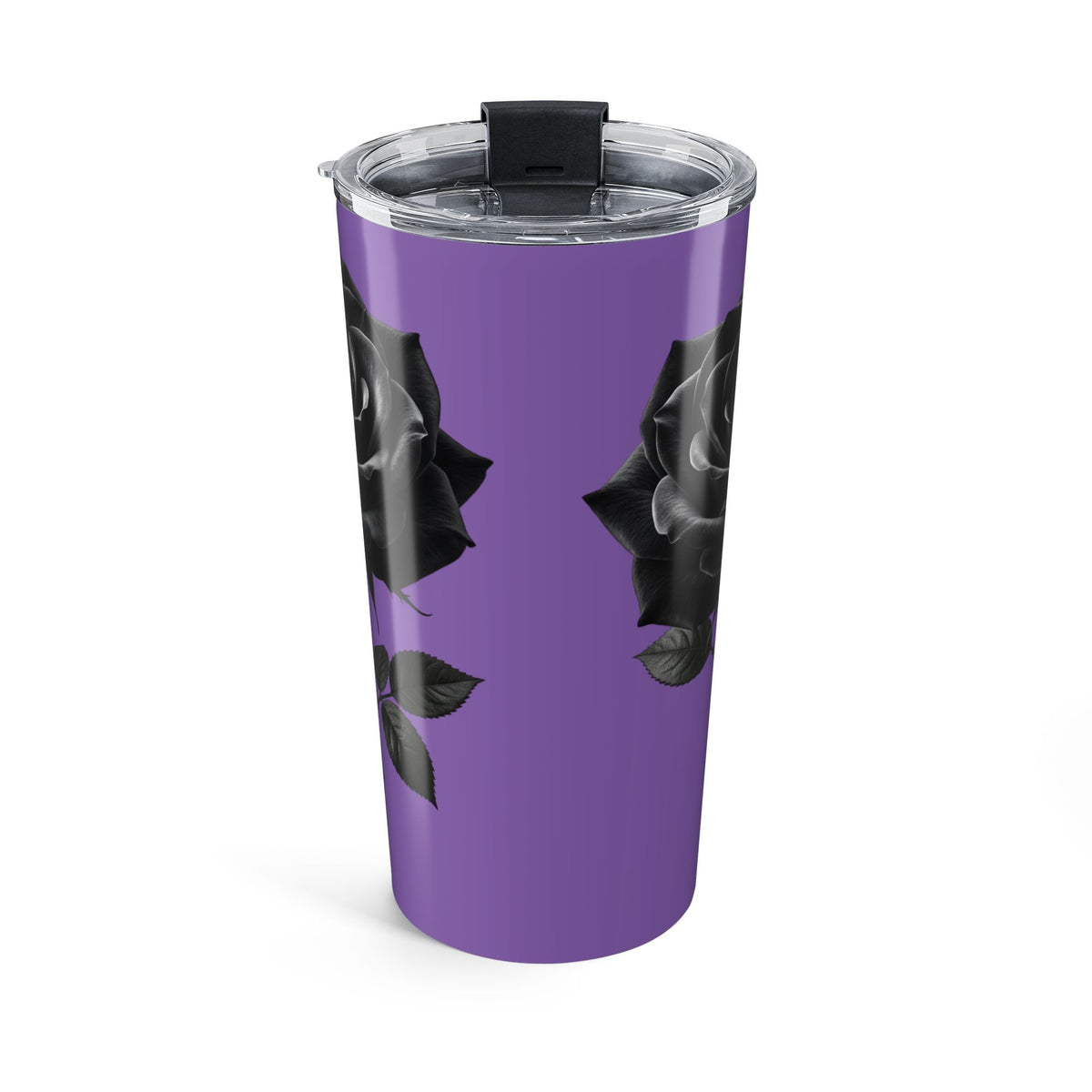 20oz Black Rose Tumbler – Light Purple Stainless Steel Travel Cup- Light Purple