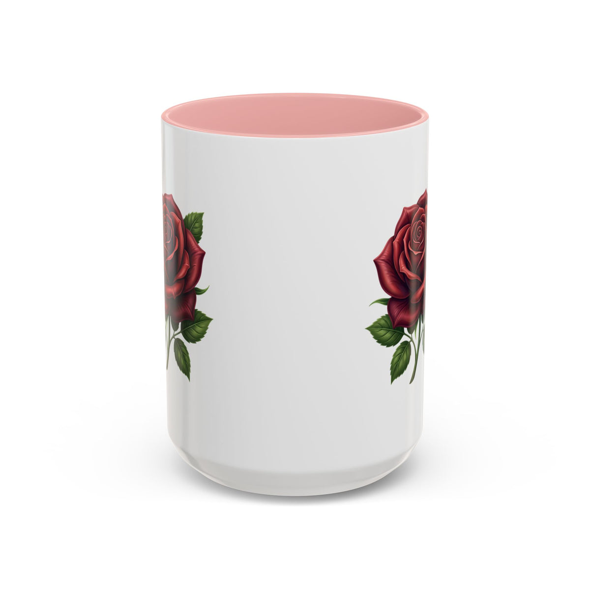Red Rose Accent Coffee Mug — Floral Ceramic Coffee Cup (11/15oz)
