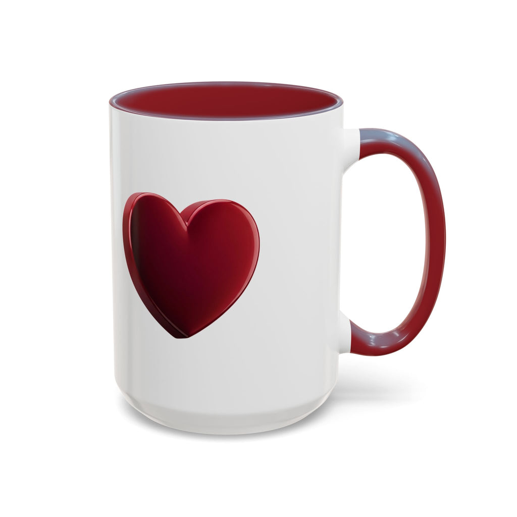 Heart Accent Coffee Mug – Red 3D Heart Design, Valentine’s Day Gift