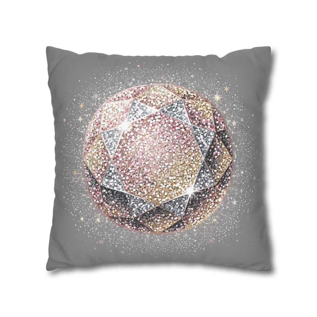 Glittery Grey Spun Polyester Square Pillowcase