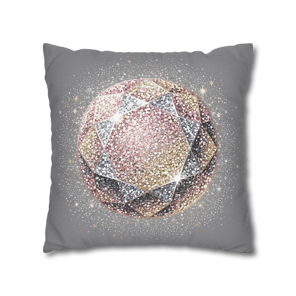 Glittery Grey Spun Polyester Square Pillowcase