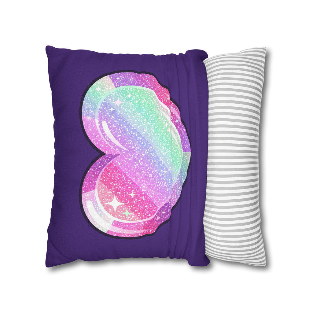 Pastel Glitter Heart Pillowcase Spun Polyester Square Pillowcase- Dark Purple
