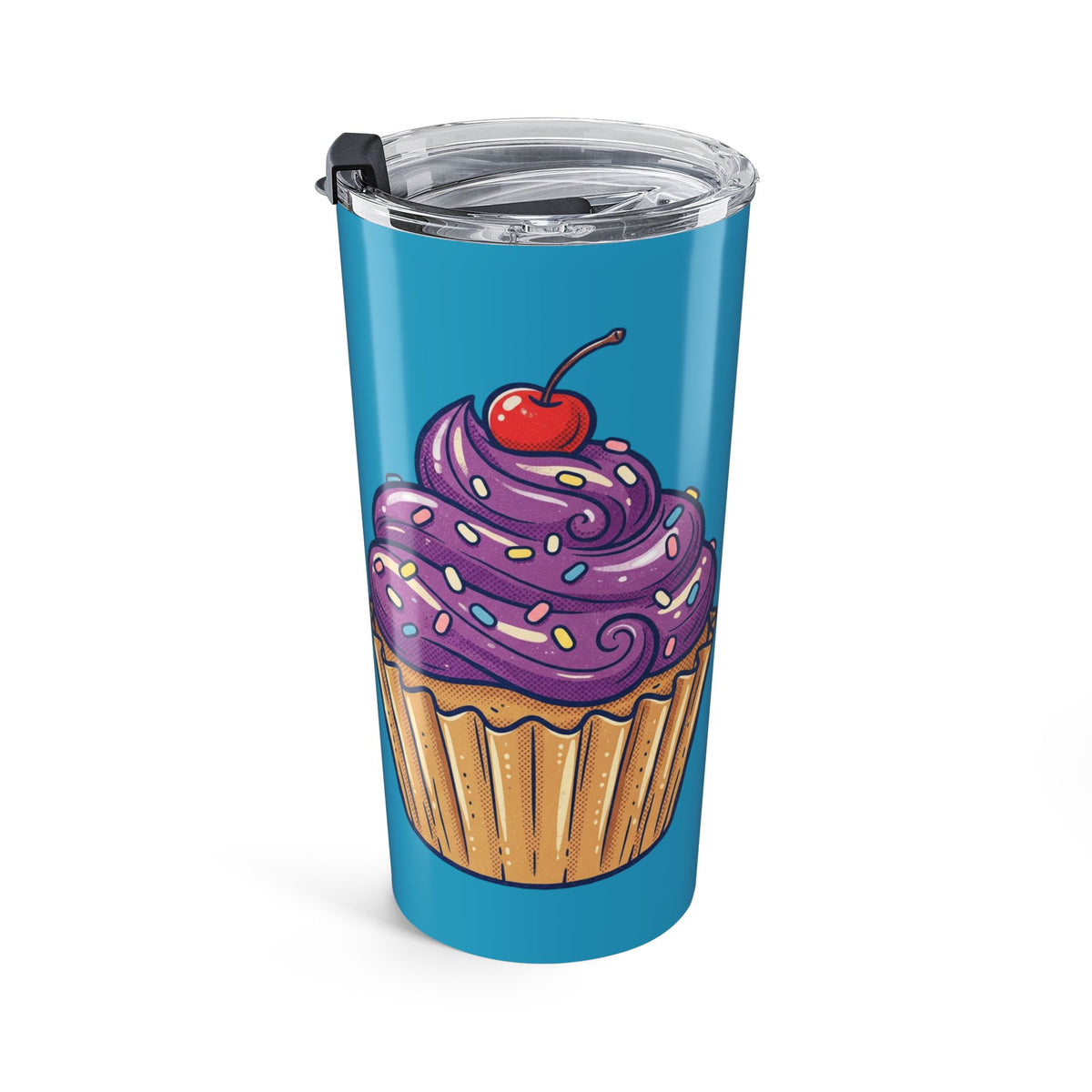 20oz Cup with Purple Cupcake Design — Insulated Travel Tumbler- Turquoise
