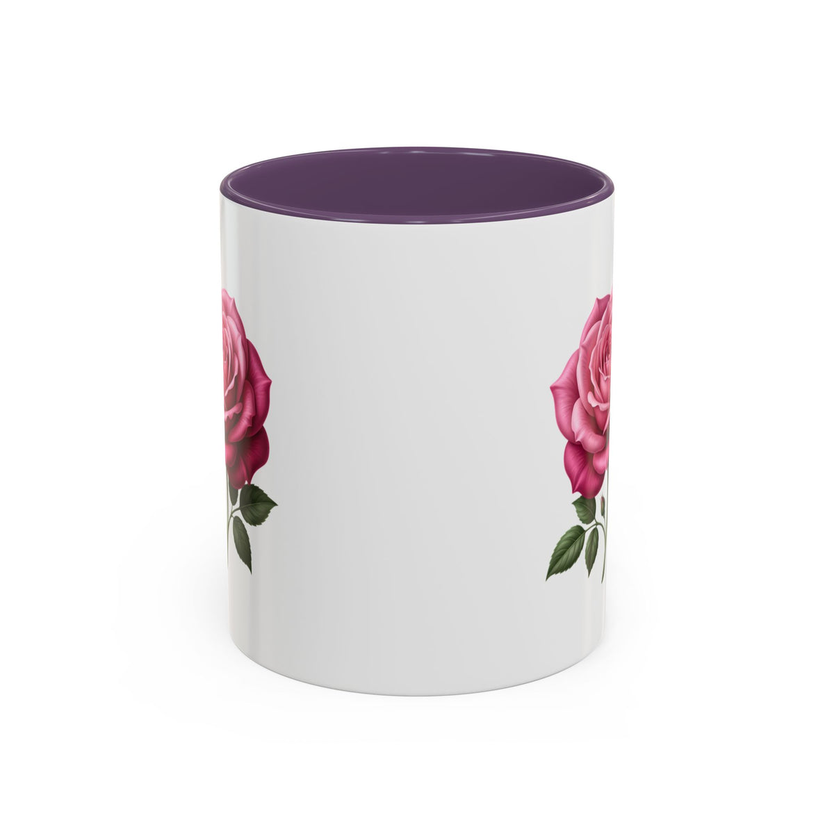 Pink Rose Accent Coffee Mug — Floral Tea & Coffee Cup (11/15 oz)