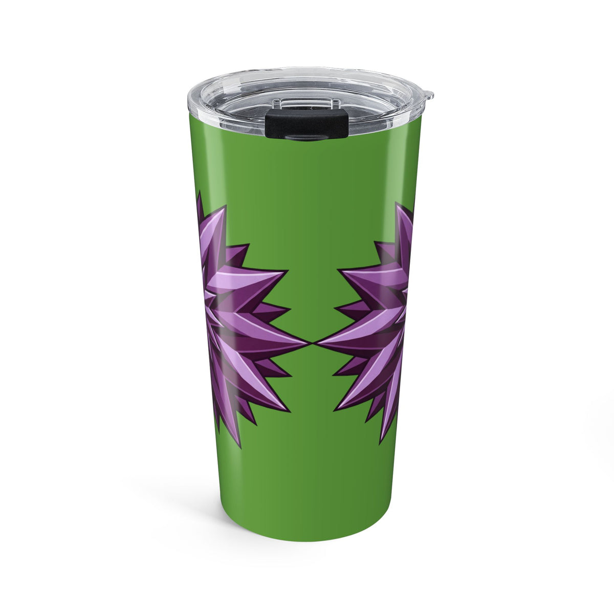 20oz Floral Spike Tumbler — Green & Purple Geometric Flower Travel Cup- Light Green