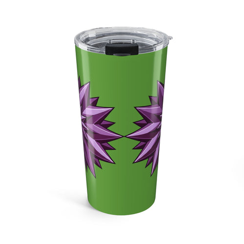 20oz Floral Spike Tumbler — Green & Purple Geometric Flower Travel Cup- Light Green