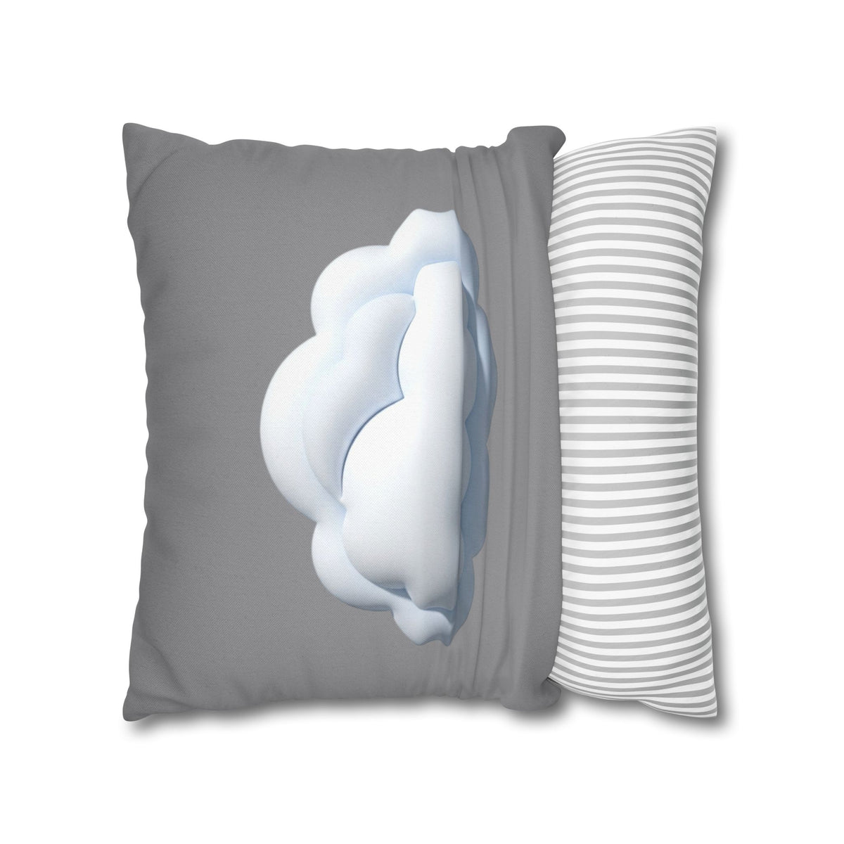 Cloud Graphic Pillowcase — Soft Grey Decorative Throw Pillow Cover