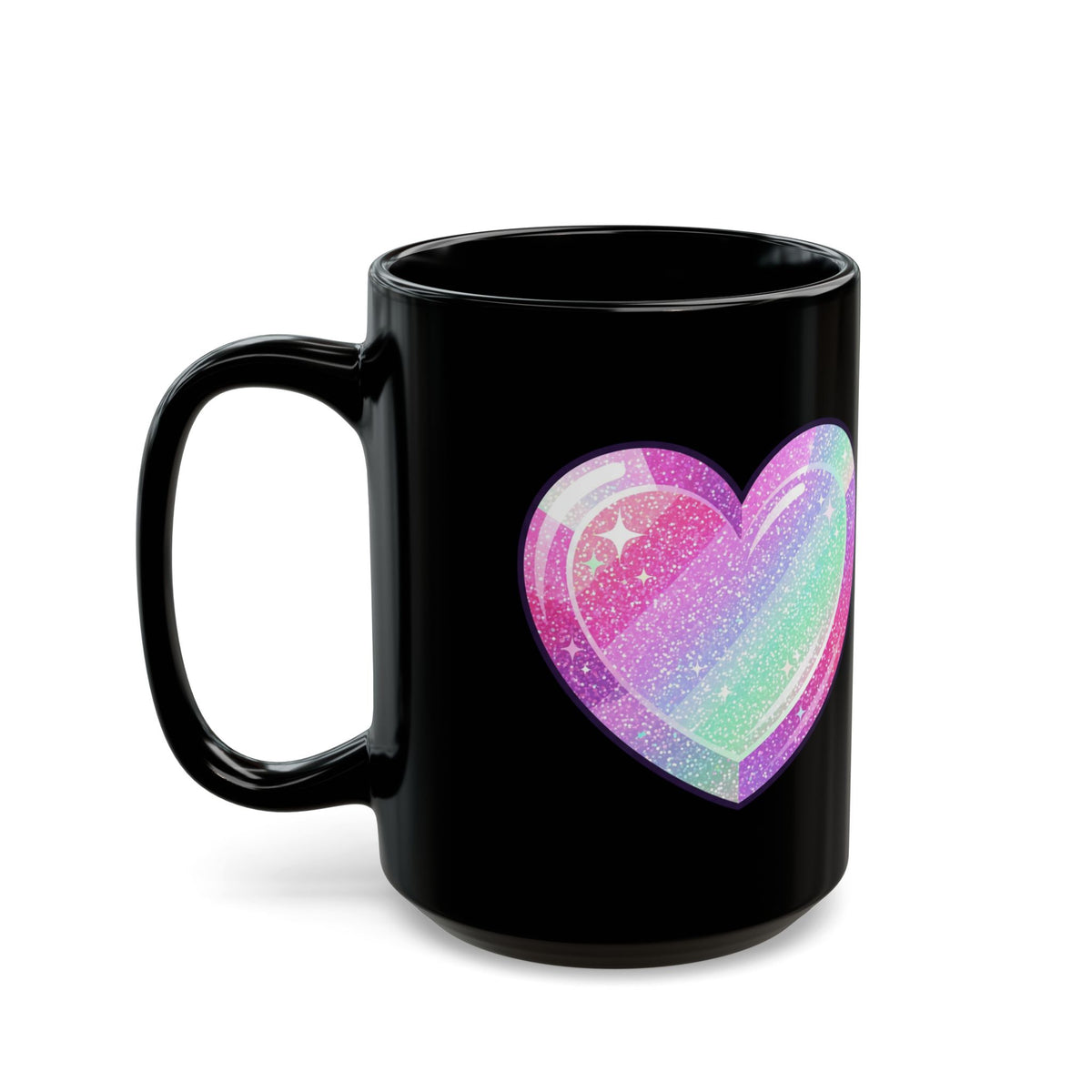 Glittery Heart Black Mug (11oz, 15oz)