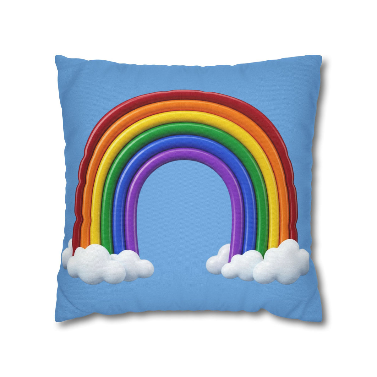 Rainbow Light Blue Spun Polyester Square Pillowcase