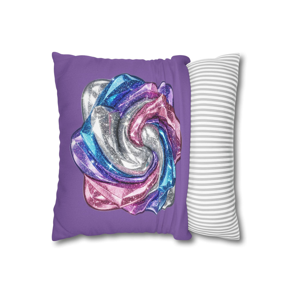 3D Glitter Design Light Purple Spun Polyester Square Pillowcase