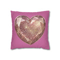 Glitter Rose Gold Heart Pillowcase — Pink Decorative Throw Pillow- Light Pink