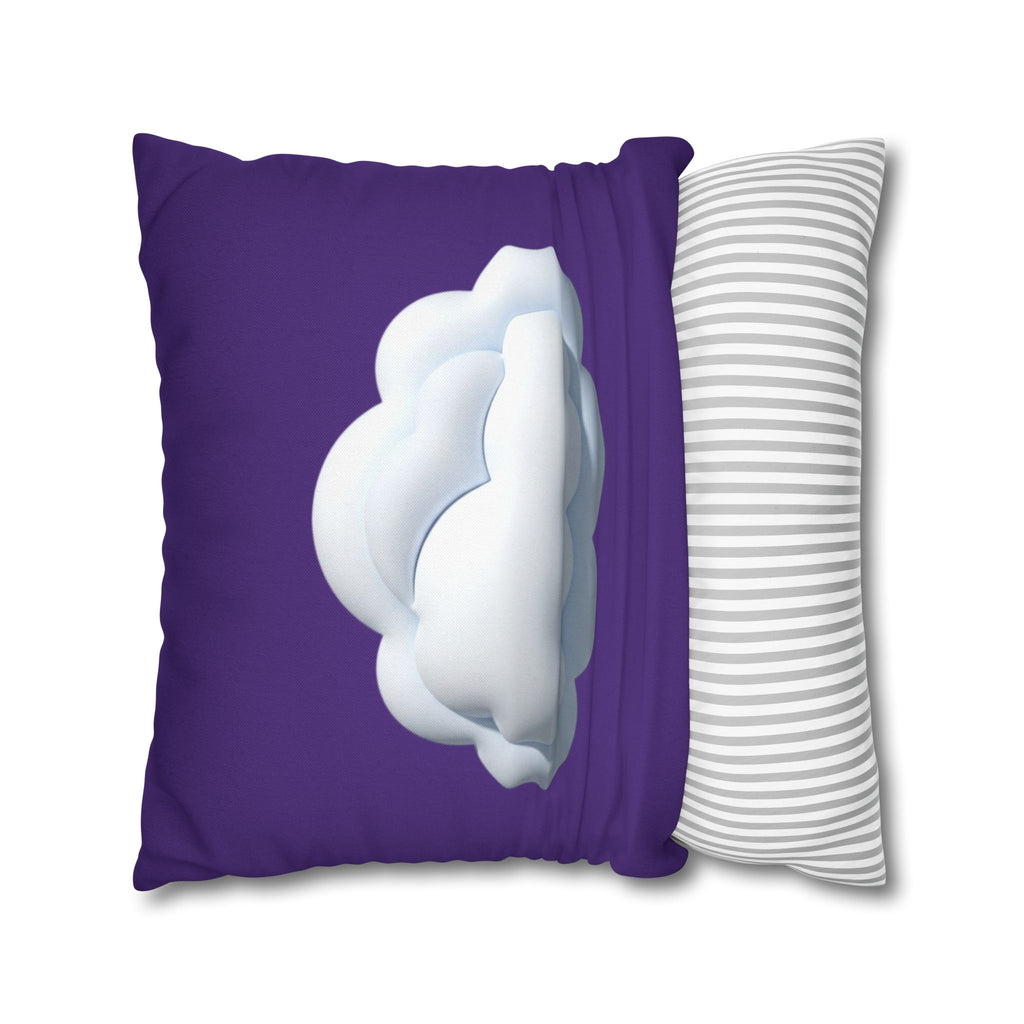 Cloud Graphic Pillowcase - Dark Purple Whimsical Decorative Throw Pillow Cover