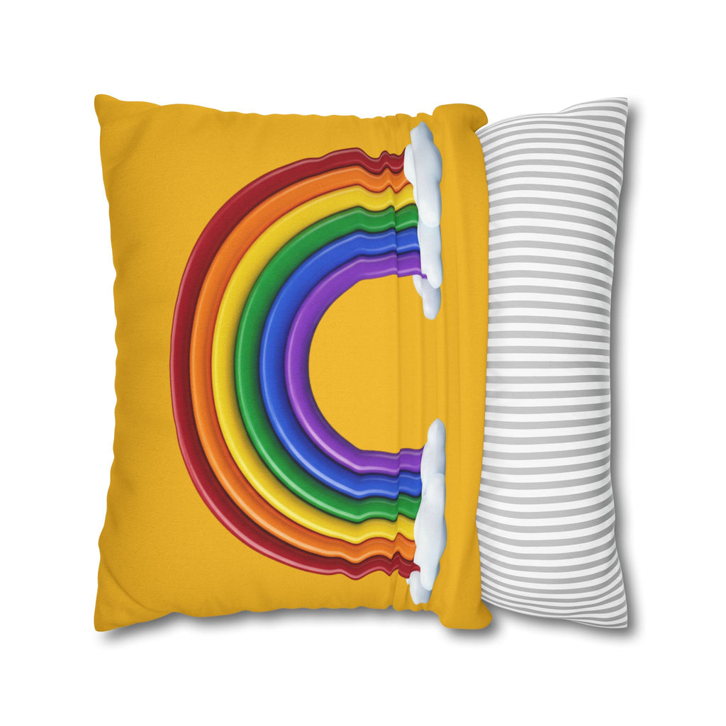 Rainbow Yellow Spun Polyester Square Pillowcase