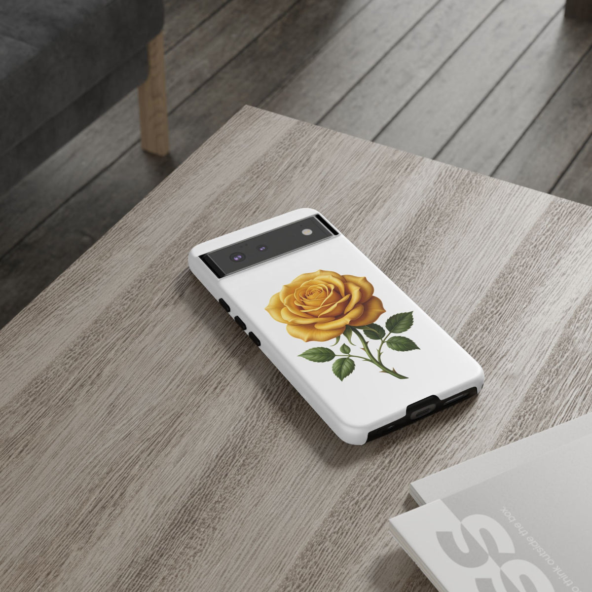 Yellow Rose Phone Case — Vintage Floral Tough Protective Cover