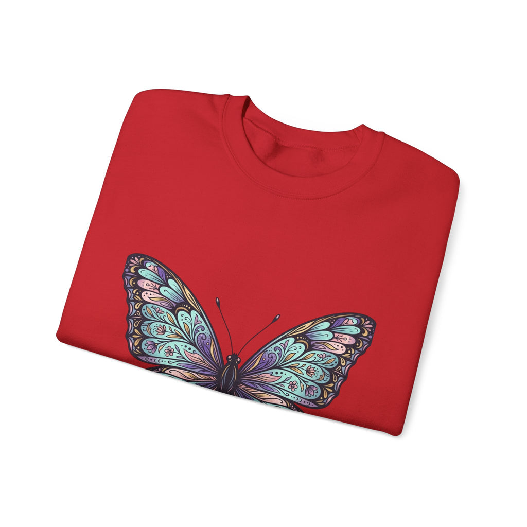 Butterfly Crewneck Sweatshirt – Teal Purple Watercolor Wing Design
