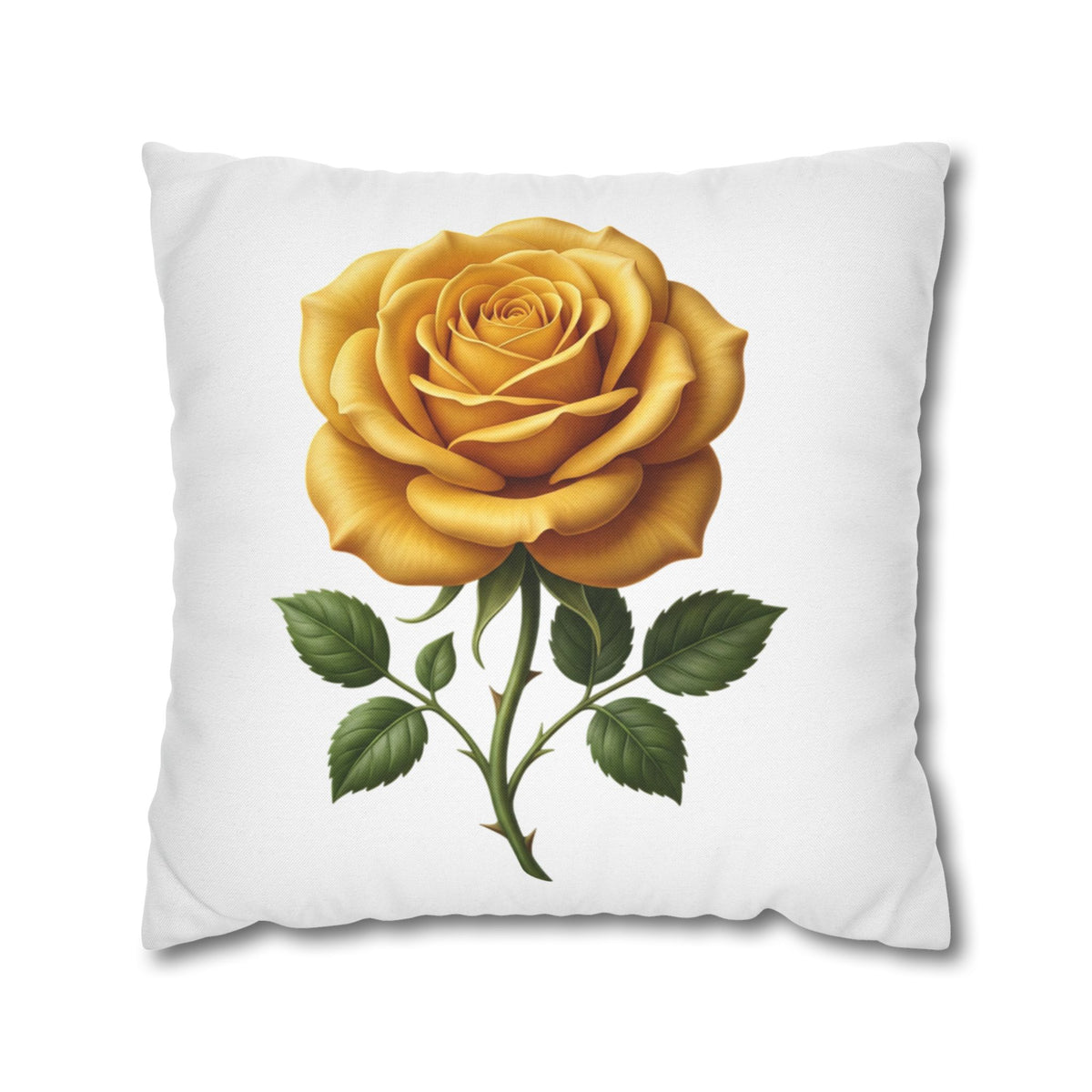 Yellow Rose Spun Polyester Square Pillowcase
