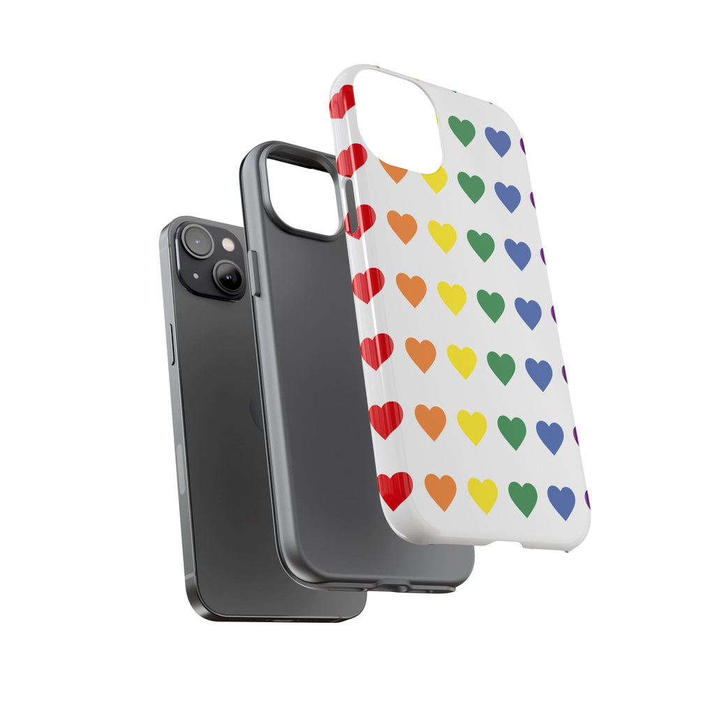 Rainbow Heart Tough Phone Case — Pride Pattern Protective Cover