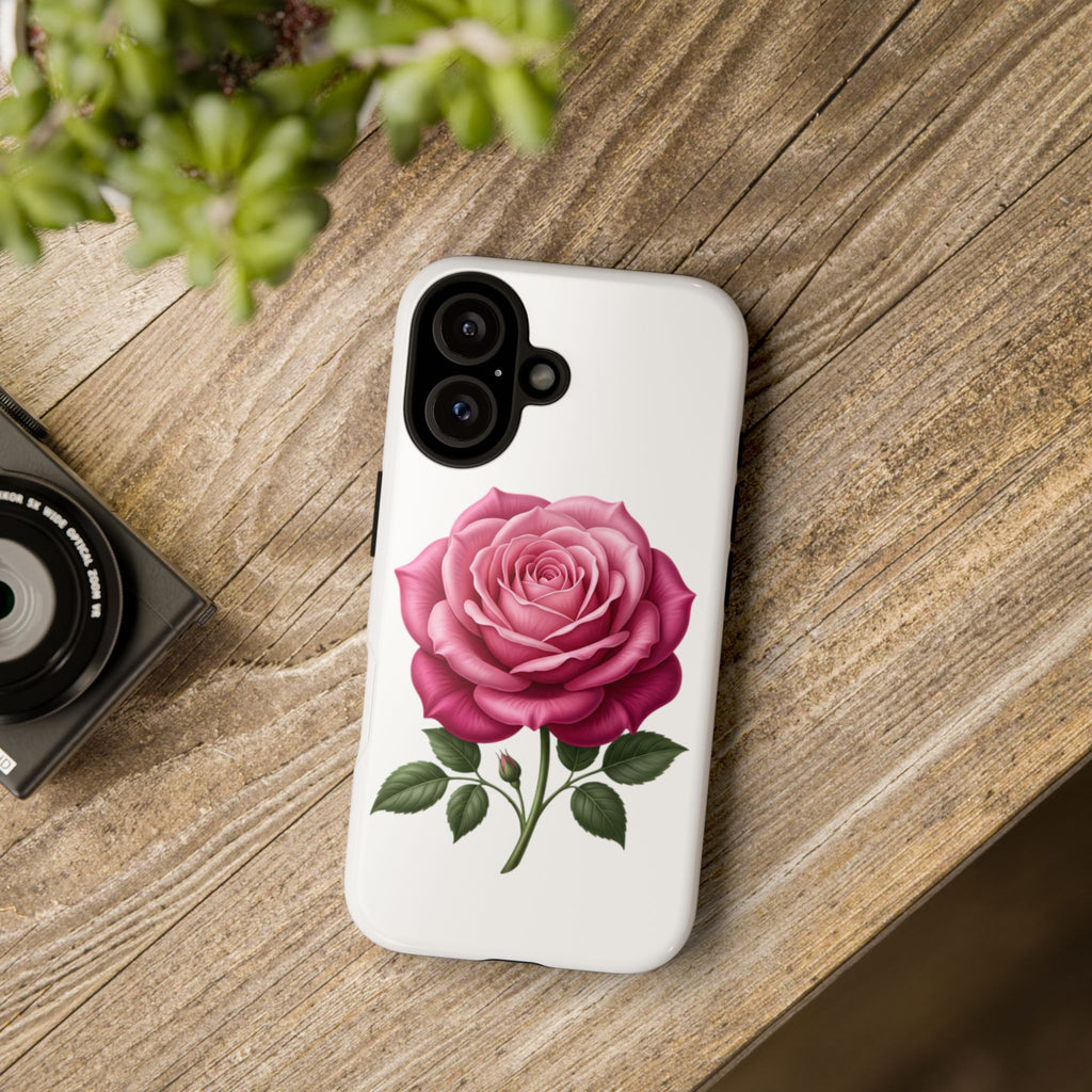 Pink Rose Tough Phone Case — Floral Protective iPhone Cover