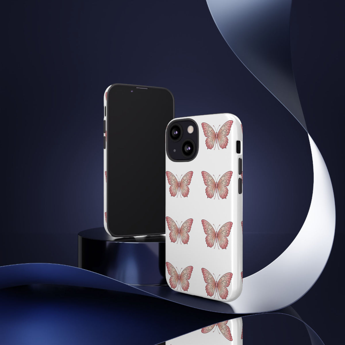 Pink Butterfly Tough Phone Case — Floral Pattern Protective Cover