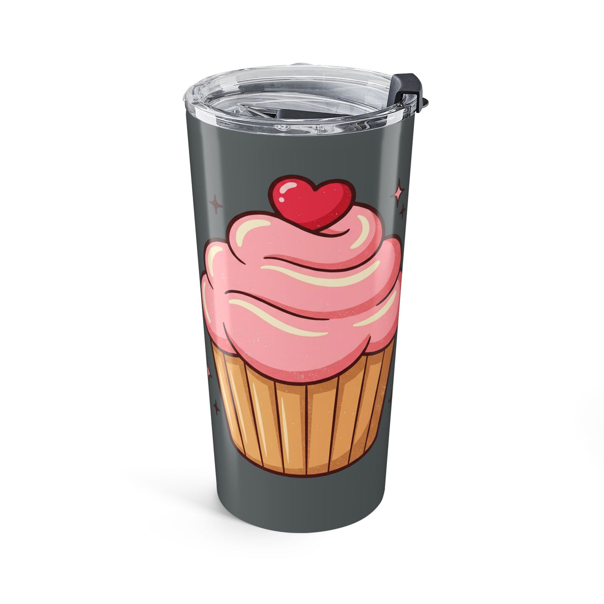 Pink Cupcake Tumbler 20oz- Dark Grey