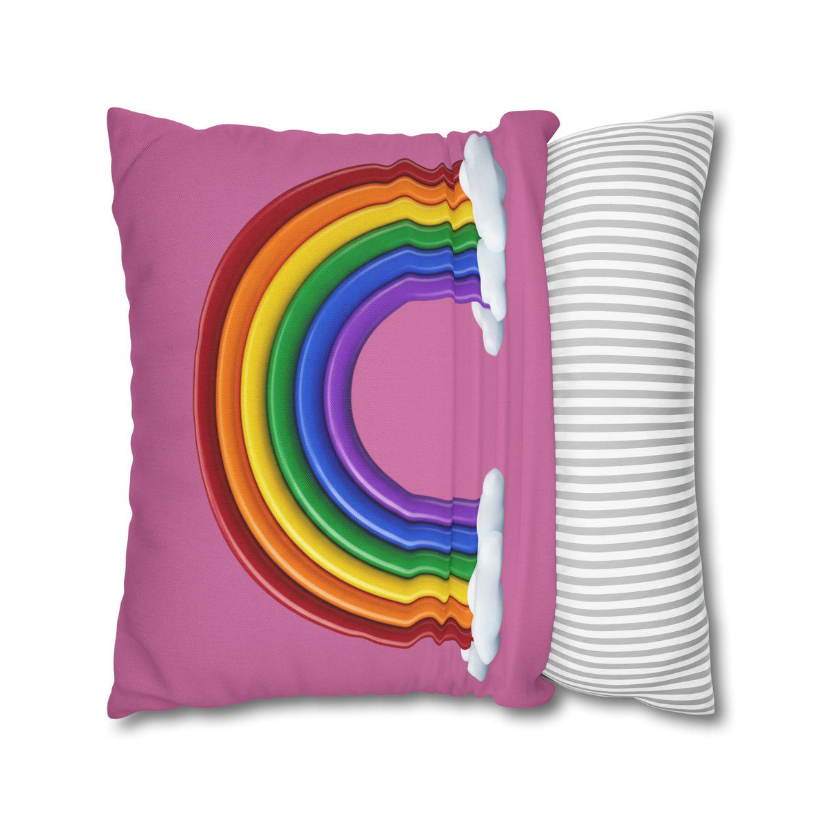 Rainbow Light Pink Spun Polyester Square Pillowcase