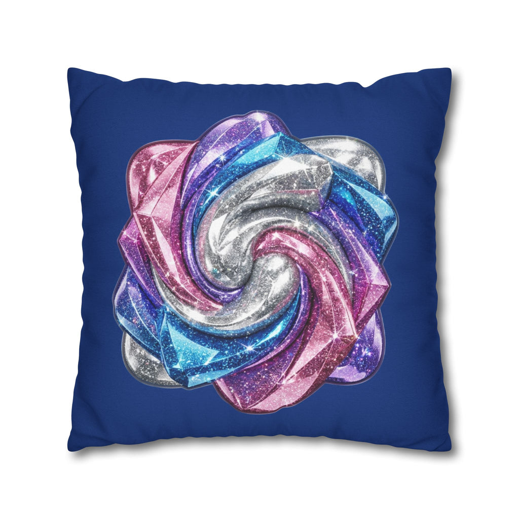 3D Glitter Design Navy Spun Polyester Square Pillowcase
