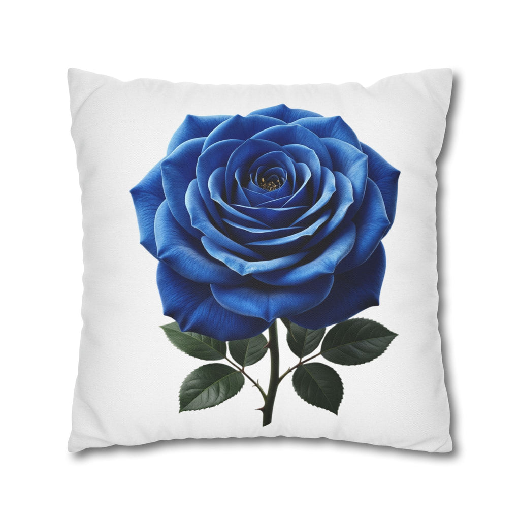Blue Rose Spun Polyester Square Pillowcase