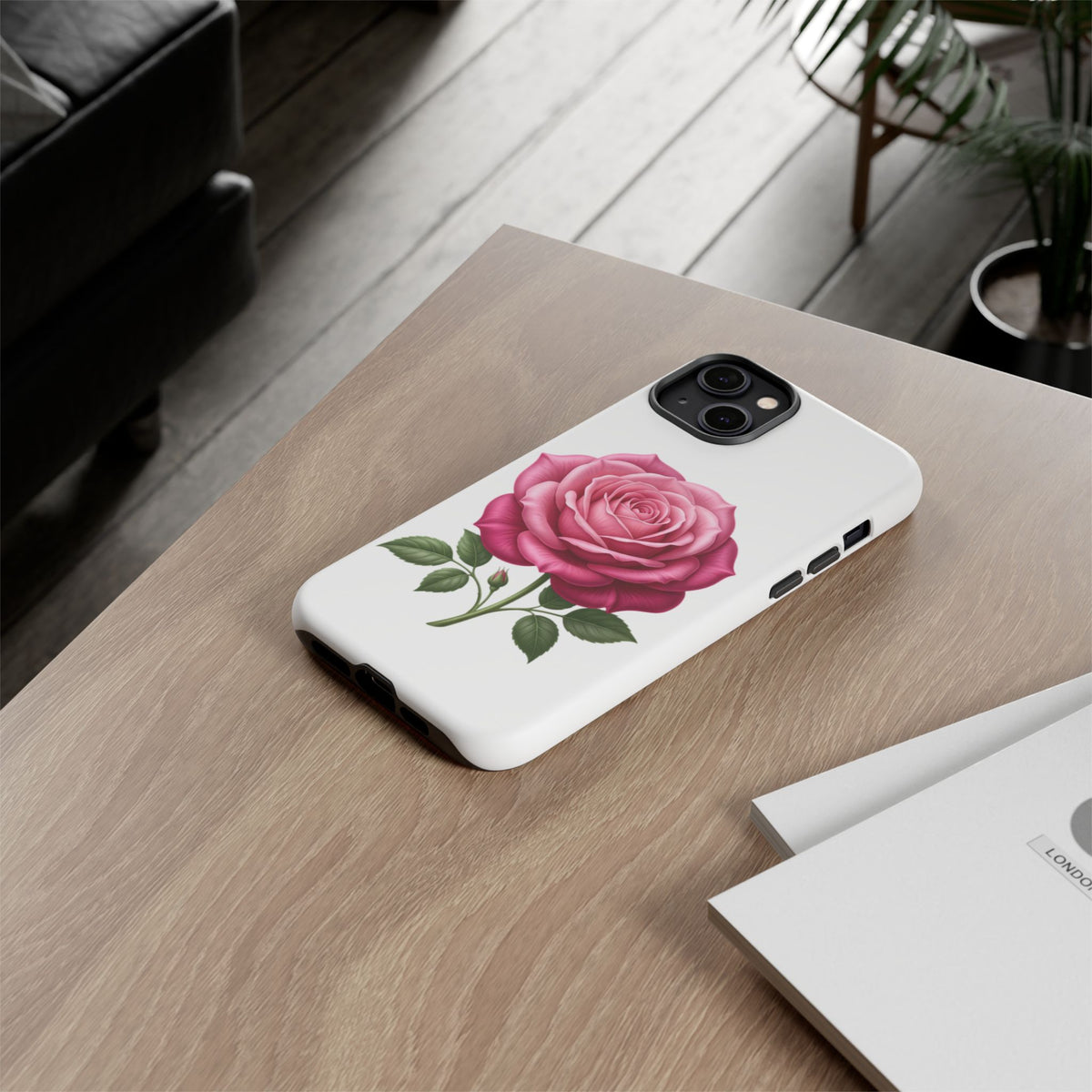 Pink Rose Tough Phone Case — Floral Protective iPhone Cover