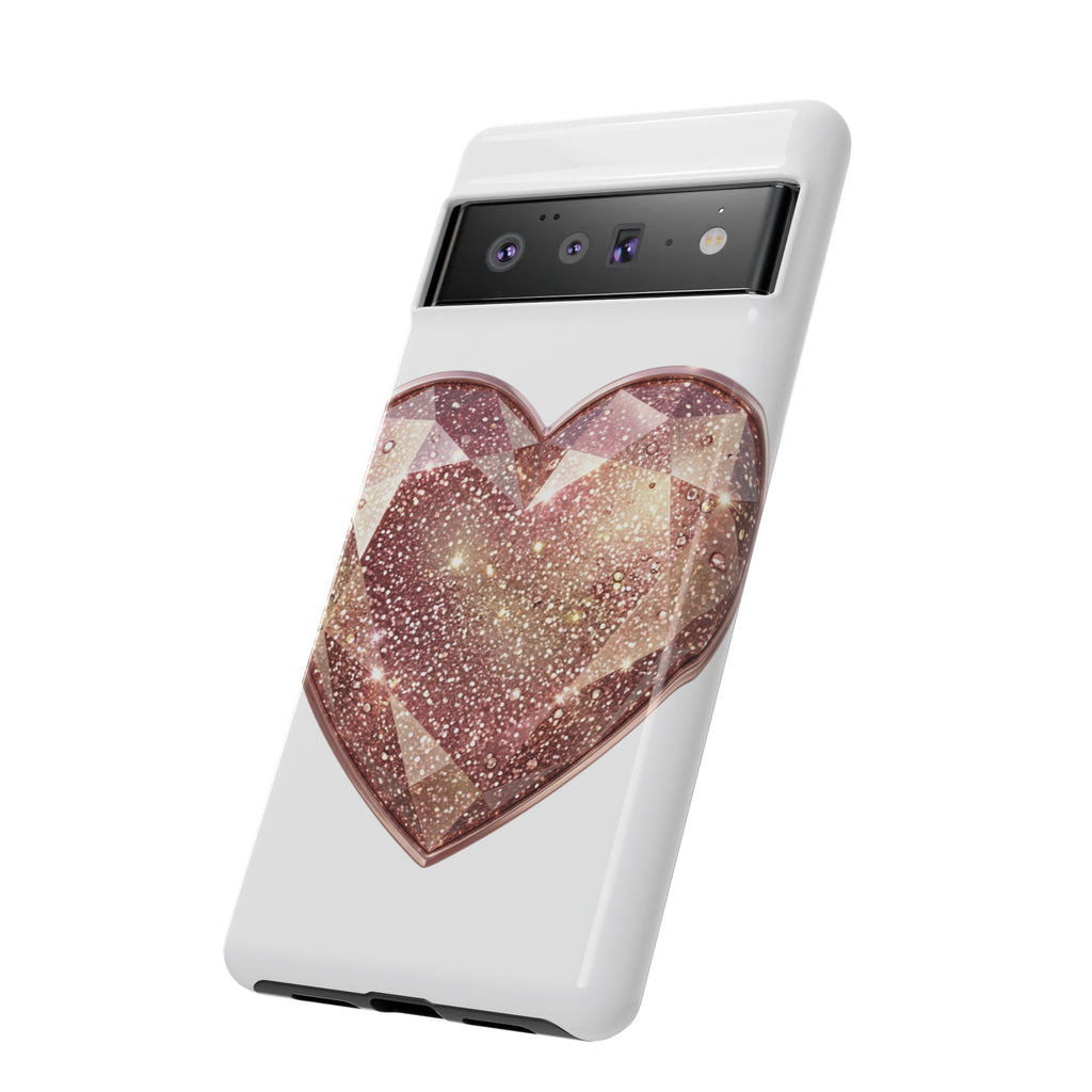 Rose Gold Glitter Crystal Heart Phone Case